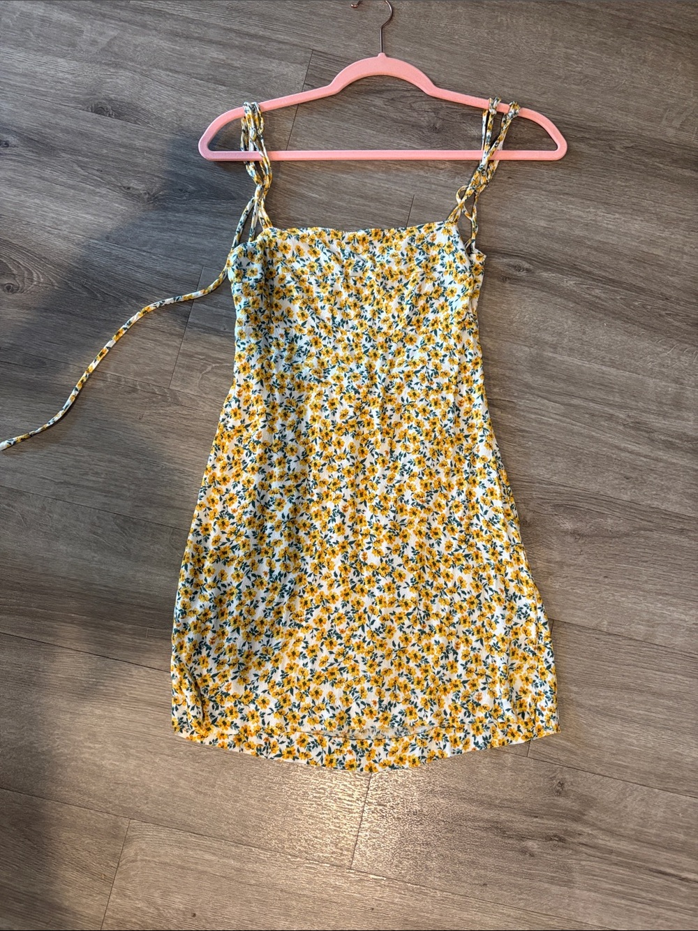 Yellow Floral Tie-Shoulder Sundress